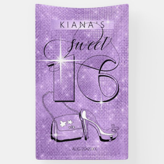 Glitter en Shine Sweet 16 Violet Vert ID675 Spandoek (Verticaal)