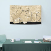 Glitter en Shine Sweet 16 Zwart/Gouden Hor ID675 Spandoek (Beurs)