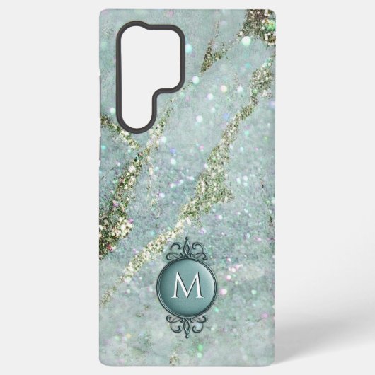 Glitter en Sparkles Gold en Green Samsung Galaxy Hoesje (Achterkant)