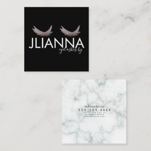 Glitter Eyelashes Salon Black White Vierkante Visitekaartje