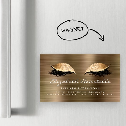 Glitter Eyes geborsteld Metaal Lash Extensions Gol Magnetisch Visitekaartje
