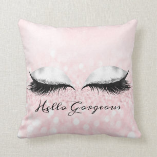 Glitter Eyes Makeup Lashes Pink Girly Prachtig Kussen