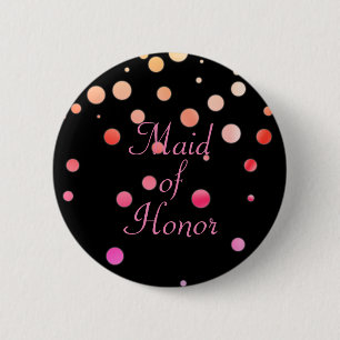 Glitter Faux Folie Confetti Stippen Maid of Honor Ronde Button 5,7 Cm