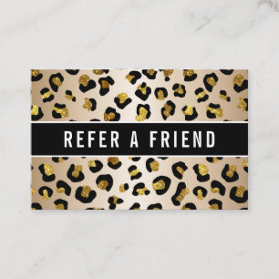 Glitter faux gold luxe luipaard Verwijzing Klant Visitekaartje