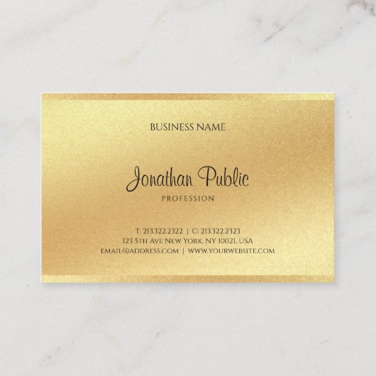 Glitter Faux Gold Uitstekende look Hand Script Chi Visitekaartje (Achterkant)