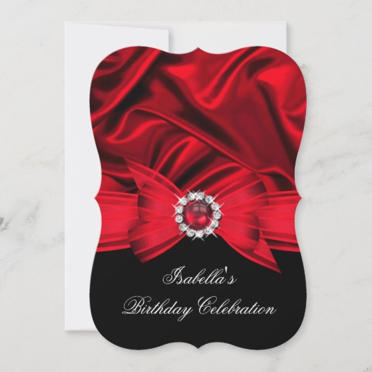 Glitter Faux Jewel Red Bow Zwarte Dag Kaart (Voorkant)