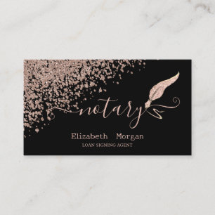Glitter Feather Notary Roos Gold Diamonds Zwart Visitekaartje