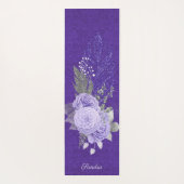 Glitter Feathers en Paarse Rozen Yogamat (Achterkant)