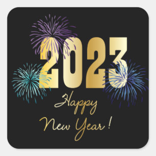 Glitter Fireworks 2023 Happy New Year Vierkante Sticker