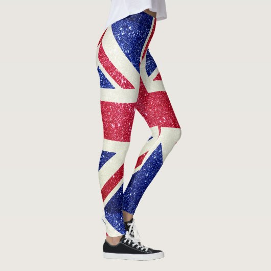 Glitter Flag van UK Londen Britse stijlvolle Mode Leggings (Rechts)