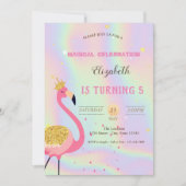 Glitter Flamingo, Holographic Birthday Kaart (Voorkant)