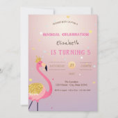 Glitter Flamingo, Roze verjaardag Kaart (Voorkant)