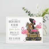 Glitter Flamingo vrijgezellenfeest weekend Kaart (Staand voorkant)