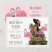 Glitter Flamingo vrijgezellenfeest weekend Kaart (Voorkant / Achterkant)