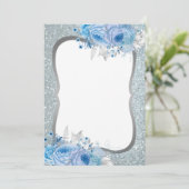 Glitter Floral Blank Invitation Kaart (Staand voorkant)