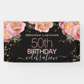 Glitter Floral Elk jaar verjaardagsfeest Banner (Horizontaal)