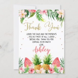 Glitter Floral Hawaiian Birthday Hartelijk dank Kaart