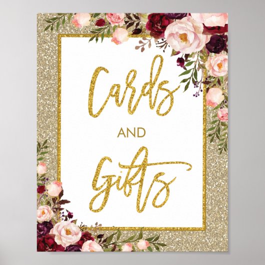 Glitter Floral Kaarten & Gifts Wedding Poster Deco (Voorkant)
