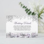 Glitter Floral Paars Weddenschap Kaart (Staand voorkant)