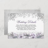Glitter Floral Paars Weddenschap Kaart (Voorkant / Achterkant)
