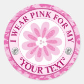 Glitter Flower Breast Cancer Awareness Design Ronde Sticker (Voorkant)
