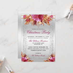 Glitter Flowers, Glitter Ingelijste Kerstfeest Kaart