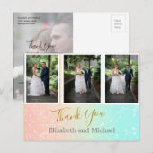 Glitter Foto Collage Elegant Wedding Hartelijk dan Briefkaart (Voorkant / Achterkant)