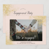Glitter foto van de moderne verlovingspartij aankondiging (Voorkant / Achterkant)