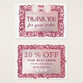 Glitter Frame Pink Bow discount card (Devant & derrière)
