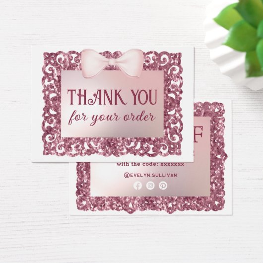 Glitter Frame Pink Bow discount card (Bureau)