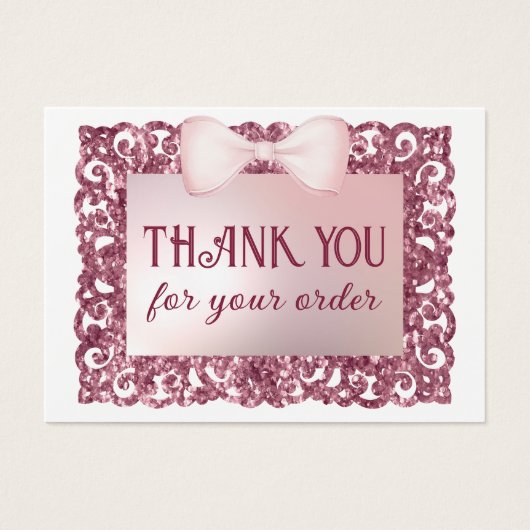 Glitter Frame Pink Bow discount card (Devant)