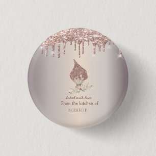 Glitter Garde Rose Goud Glitter Drips Bakkerij Ronde Button 3,2 Cm