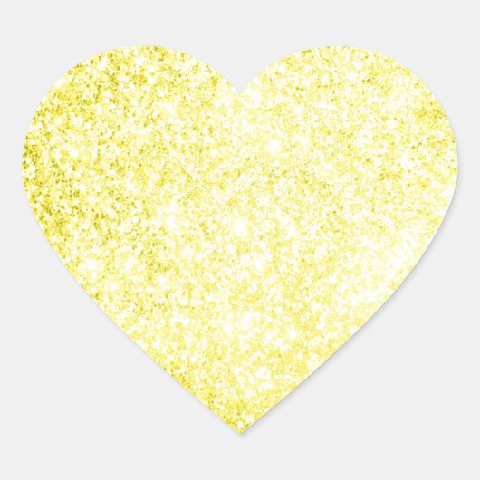 Glitter Geel Hart Sticker (Voorkant)