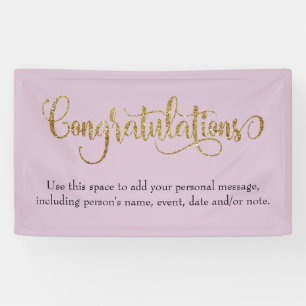 Glitter Gefeliciteerd Mauve Pink Spandoek