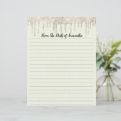 Glitter-gelinkt Briefpapier op maat (Staand voorkant)