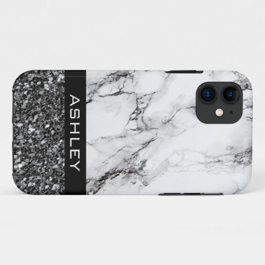 Glitter, gemarmerd en zwart Case-Mate iPhone case (Achterkant (horizontaal))