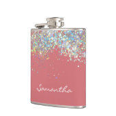 Glitter Girly Custom Name Monogram Heupfles (Links)