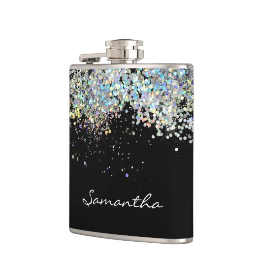 Glitter Girly Custom Name Monogram Heupfles (Links)