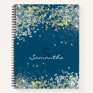 Glitter Girly Custom Name Monogram Notitieboek