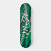 Glitter Girly Green Mermaid Monogram Fantasy Skateboard (Voorkant)