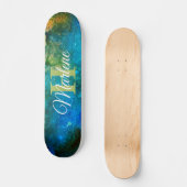 Glitter Girly Green Mermaid Monogram Name Fantasy Skateboard (Voorkant)