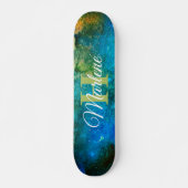 Glitter Girly Green Mermaid Monogram Name Fantasy Skateboard (Voorkant)