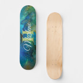 Glitter Girly Green Mermaid Monogram Name Fantasy Skateboard (Voorkant)