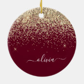 Glitter Girly Monogram Glam Keramisch Ornament (Achterkant)