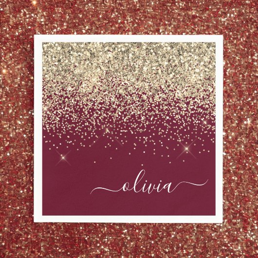 Glitter Girly Monogram Glam Servet