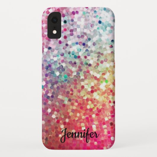 Glitter Girly Rainbow Patterned Phone Custom Name Case-Mate iPhone Case (Achterkant)