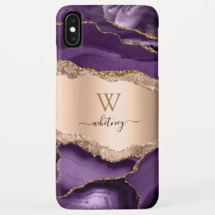 Glitter Girly Roos Gold Paars Stijlvol iPhone XS Max Hoesje