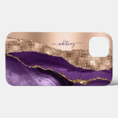 Glitter Girly Roos Gold Stylish Paars Case-Mate iPhone Case (Achterkant (horizontaal))