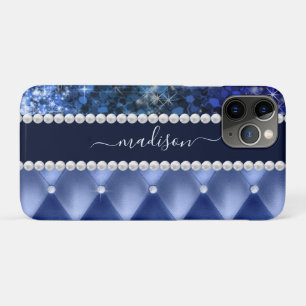 Glitter Girly Sparkle Luxury Navy Blue iPhone 11 Pro Hoesje