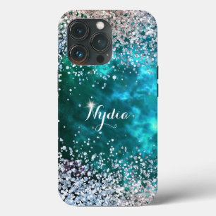 Glitter Girly Sweet 16 Sparkle Blauwgroen iPhone 13 Pro Hoesje